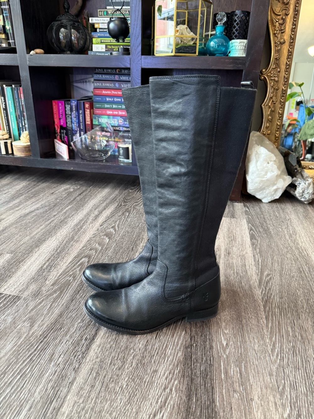 Frye Black Leather Over-the-Knee Riding Boots